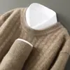 Suéter de Cashmere Gola Redonda para Homens no Inverno, Cashmere Base de Cor Sólida Espesso e Versátil, Suéter Popular para Meia-Idade deste Ano