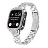 Adecuado para Apple 4/5/6/7/8/9 Cinturón de Acero de Tres Perlas de Cintura Pequeña + Funda Protectora con Diamantes Correa para Apple Watch 40/41mm