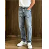 Ropa para Hombre Shanggu: Comercio Transfronterizo Europeo y Americano Exclusivo Mezclilla Vintage Modernos Ajustados Elásticos Skinny para Hombre