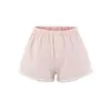 Ropa exterior de encaje dulce y femenina, shorts casuales de cintura alta, verano 2025, nuevos pantalones de pijama para casa a rayas de encaje