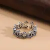 Anillo Corona Estilo Coreano Elegante Chiba Taiyin Anillo Versátil Sencillo para Dedo Índice Negro Teñido Viejo Joyería de Nicho de Moda