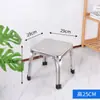 Taburete Redondo de Acero Inoxidable para Uso Doméstico, Taburete de Comedor Engrosado, Taburete Redondo de Cuatro Patas para Restaurante, Taburete Bajo Pequeño Simple Moderno, Taburete Redondo para Exteriores