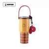 [Mismo estilo que las celebridades] Taza térmica Cup Bear Qinglang, diseño de girasol, taza con popote de alta calidad, doble propósito, gran capacidad, con asa