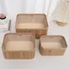 Cesta de Armazenamento de Bambu Estilo Pastoral Desktop Cosméticos Casa Simples Caixa de Armazenamento de Palha Brinquedos Lanches Roupas Bambu