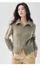 Suéter de Cachemira de Color Sólido Estilo Old Money para Mujer Cardigan de Punto Trenzado con Solapa Abrigo de Punto Engrosado Adelgazante para Mujer Otoño