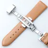 Pulseira de Couro Lisa Fivela Borboleta Automática de Duplo Acionamento Acessórios para Relógio Corrente de Relógio Macia Ultra-Fina 10mm-22mm