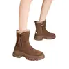 Botas de Neve Femininas 2024 Novo Inverno Algodão Grosso Quente Botas de Cano Curto Casuais Forradas com Lã Botas de Algodão para Exterior Couro Genuíno Cano Alto Sapatos Femininos