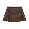 Moda Feminina Nova de Primavera Estilo Garota Popular Saia Plissada Curta Mini Cintura Média Saia Shorts Decorativa em Camadas