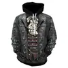 Sudadera de Otoño e Invierno Halloween Transfronteriza Europea y Americana Estampado 3D Patrón de Esqueleto Pulóver Casual con Capucha para Pareja Hombre y Mujer