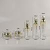 Fábrica de vidrio estrella para fotos tapa cuadrada degradado amarillo set botella redonda recta personalizada botella de loción de 120 ml botella de crema de 30 g