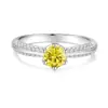 Anillo de Plata con Gema Moissanita Ocho Corazones Ocho Flechas para Mujer Un Quilate Simple Seis Garras Anillo de Boda Fuente de Suministro en Vivo de Tiktok