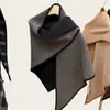 Xale Triangular Dupla Face Duas Cores Retro Coreano Cachecol de Inverno Quente Simples Versátil Peça de Roupa Externa Cachecol Aquecedor de Pescoço Feminino