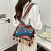 Bolso Bohemio de Borlas de Gran Capacidad 2026 Verano Nuevo Estilo Étnico Coreano Nicho Bolso Cruzado de Hombro Único para Mujer