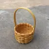 Cesta de Mão Quadrada Redonda Trançada Pequena Cor de Madeira Fresca Cesta de Armazenamento Cesta Trançada à Mão de Lascas de Madeira Personalizadas