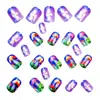 Venta Caliente Europea y Americana Lindo y Dulce Corto Estilo Pintura al Óleo Cuadrada Europea Parche de Uñas Postizas Morado con Patrón de Champiñones Removible