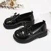 Zapatos para Niñas Suela Suave Zapatos Pequeños de Cuero Primavera y Otoño 2024 Nuevos Zapatos Individuales de Princesa con Borla y Lazo Mocasines Negros de Charol