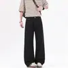 Jeans blancos de pierna recta y pierna ancha para hombre, marca de moda, talla grande, corte holgado, adelgazantes, versátiles, pantalones casuales de largo hasta el suelo, negros en stock