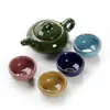 Juego de té de hielo agrietado directo de fábrica 1 tetera 4 tazas juego simple para el hogar de pequeños regalos para actividades empresariales impresión de logotipo