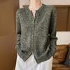 Cardigan de Punto para Mujer 2026 Otoño e Invierno Nuevo Estilo Cuello Redondo Manga Larga Corta Bloques de Color Cremallera Jersey Adelgazante