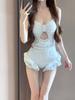 Traje de baño de dos piezas de manga larga con protección solar para niña de hada dulce de alta gama, deseo puro, traje de baño para vacaciones de aguas termales para mujer