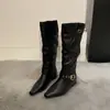 Botas western apiladas de estilo páramo para aumentar la altura para mujer, nuevas botas largas adelgazantes 2026, botas de montar de tubo alto Maillard