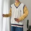 Colete Masculino Trendyy Marca Elegante Moderno Sem Mangas Suéter Colete Ins Roupa Exterior Colete Tricotado Yoversize Outono e Inverno