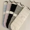 Meias Novas de Outono Meias Estilo Coreano Cor Pura Flor Bolha Botão Meias Femininas de Cano Médio Doce Feminina Meias Femininas de Algodão