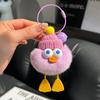 Lindo llavero colgante de pato de piel de conejo Rex real, para coche, muñeco de peluche pequeño de cerdas, adornos para bolso de colegial