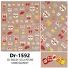 Redanco5D Relevo Popular Desenho Animado Adesivo para Unhas Ano Novo Besta da Sorte Adesivo Estéreo para Unhas Dr1592
