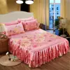 Saia de Cama Dupla Renda Transfronteiriça Conjunto de Três Peças Cobertura de Cama Espessa Antiderrapante Saia de Cama Cobertura de Cama de Peça Única Saia de Cama Atacado