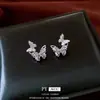 Pendientes de Mariposa de Zirconia de Aguja de Plata Estilo Francés, Exquisitos y Versátiles, Estilo Lujo Ligero, Diseño de Moda y Elegante, Joyería de Oreja de Nicho