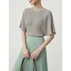 Suéter de punto de verano para mujer, nuevo diseño, estilo perezoso de nicho, mangas murciélago, top de punto que ciñe la cintura, envío transfronterizo