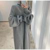 Vestido suéter de punto recto con manga raglán, diseño estilo coreano, tipo de talla grande holgada