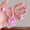 Conjunto de Colar e Pulseira Infantil Pingente de Desenho Animado Fofo Contas Roxas Estilo Princesa Joias e Acessórios para Meninas Pequenas Bebês