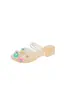 Novas Chinelos de Cristal Florais da Moda de Verão Tendência Sapatos de Gelatina de Cristal com Bico Fechado Solas Macias e Saltos Quadrados