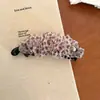 Pinza de Plátano Plegable Estilo Coreano Azul Ahumado Estampado de Leopardo para Mujer Versátil de Alta Gama Accesorio para el Cabello para Cola de Caballo Alta con Volumen
