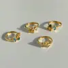 Anillo Abierto Dazan de Acero Titanio Electrochapado en Oro Real de 18K Estilo Europeo y Americano con Circonita Geométrica Colorida PVD Impermeable