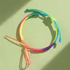 Pulseira Trançada com Nó Plano Que Pode Ser Enfiada com Contas, Acessórios de Joias Dourados e Prateados, Pulseira de Fio Vermelho DIY Semi-Acabada Dois-em-Um Atacado