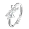 Anillo Dulce Princesa de Plata Pura S999, Anillo de Plata Esterlina Moda de Nicho de Lujo Ligero con Lazo, Regalo para el Cumpleaños de la Mejor Amiga