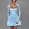Nova saia de renda com costura fina e corte A, vestido sexy Pure Desire, cetim, roupas femininas de alta qualidade