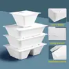 Caixa Descartável para Frutas Cortadas Flip-Top Branca Caixa de Almoço Caixa para Lanches Leves Caixa para Batatas Fritas Caixa para Batatas Caixa com Polpa Caixa Quatro Abas