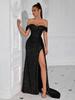 Top Tubo de Paetês Popular Transfronteiriço Europeu e Americano Vestido Sexy Fenda Banquete Longo Modelagem Slim Vestido de Noite