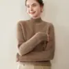 Suéter de Cachemira con Diseño de Moda de Cuello Semi-Alto de Doce Puntos Punto Lingote Otoño e Invierno Nuevo Suéter Pulóver Cálido y Cómodo para Mujer