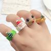 Europa y Estados Unidos Nuevo Anillo Navideño de Dibujos Animados Anillo de Papá Noel y Reno Pulsera de Árbol de Navidad con Cascabeles Transfronterizos Regalo