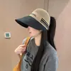 Gorra para Mujer con Parte Superior Vacía Protección Solar Sombrilla Sombrero Circunferencia de Cabeza Grande Resaltando la Cara Cola de Caballo Pequeña Popular en Internet Exterior Mujeres