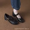 Zapatos Planos de Punta Redonda para Mujer Estilo Nuevo Boca Baja 2026 Otoño Planos Suela Suave Mary Jane Zapatos de Madre Retro para Mujeres de Mediana Edad y Mayores