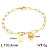 Pulsera Cuadrada de Moda con Letras Inglesas (26), Cadena Sencilla Tipo Clip Estilo Ins, Bola Redonda, Acero de Titanio Chapado en Oro de 18K