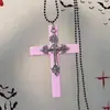 Corrente de Suéter com Cruz Negra Punk Y2K Subcultura Retro Gargantilha Freira Gótica Lolita Acessórios Colar
