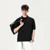Camisa Polo de Punto Acanalado Manga Corta Estilo Old Money para Hombre Fresca Desaliñada Marca Trendy de Gama Alta Verano Camiseta Cropped Pesada de Manga Corta