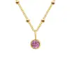 Collar con Piedra de Nacimiento Chapado en Oro de 14K Transfronterizo para Mujer, Acero Inoxidable No Descolorante Nicho Colgante de Diamante Único Cadena para Clavícula Venta al por Mayor